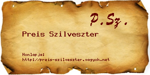 Preis Szilveszter névjegykártya